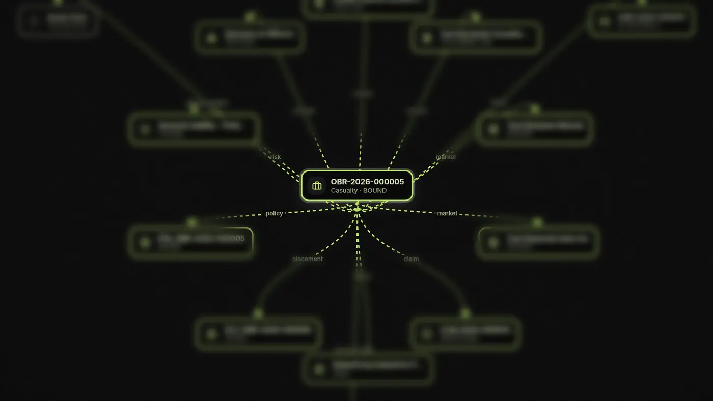 One record: a bound case linked to its risk, policy, placement, markets and claim
